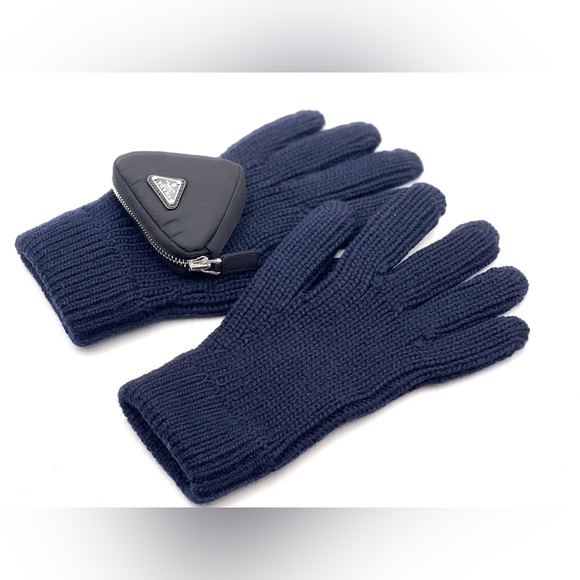 Prada Logo Pocket Knitted Gloves - Picture 1 of 4